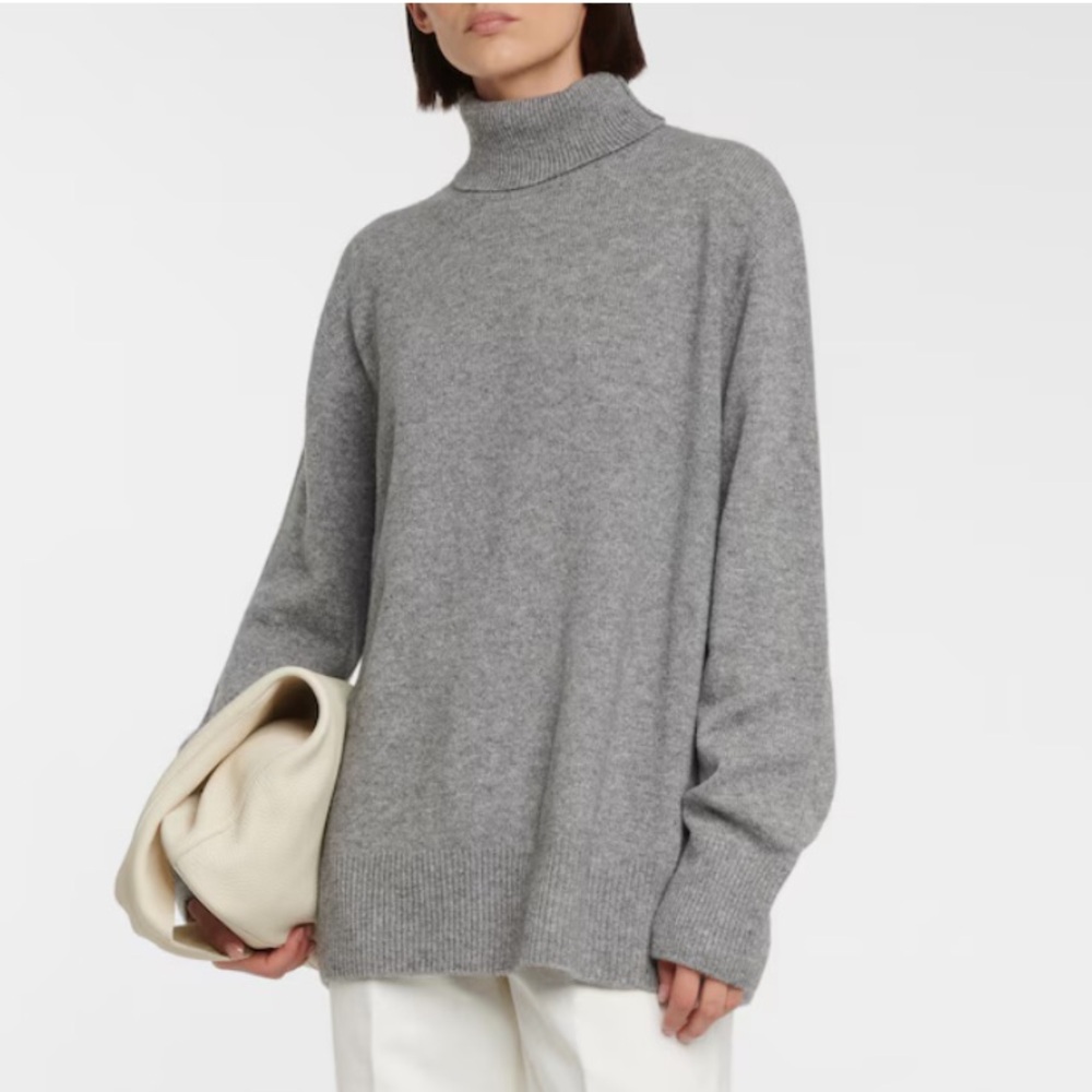 The ROW Cashmere LUXURIOUS THICK GREY MELANGE TURTLENECK XL - Picture 8 of 15